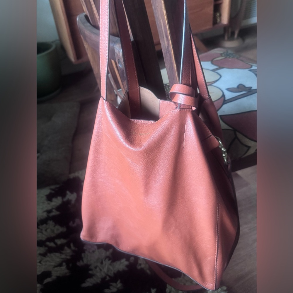 Lucky Brand slouchy leather shopper tote crossbody purse w/wristlet/wallet π€π§‘ - Picture 15 of 15